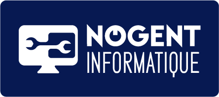 logo Nogent Informatique format paysage bleu et blanc bords arrondis