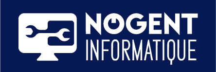 logo Nogent Informatique format paysage bleu et blanc